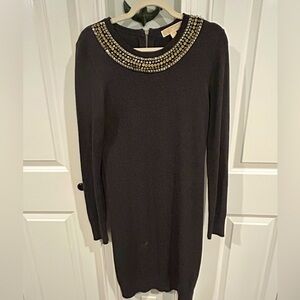 Michael Kors Knit Dress with Embellished Rhinestone and Spike Neckline M